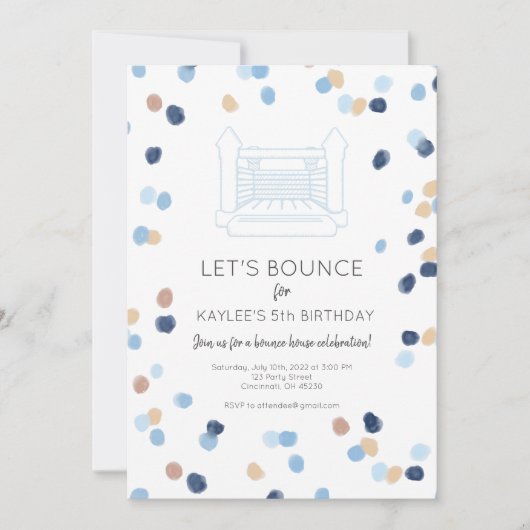 Blue Bounce House Party laden Einladung (Vorderseite)