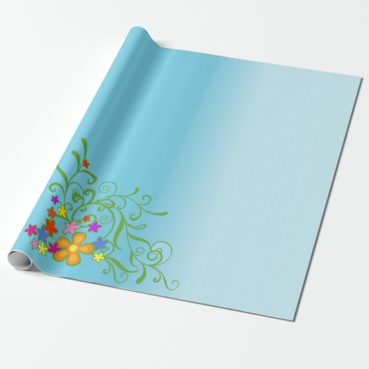 Blue Bouquet Geschenkpapier (Ungerollt)