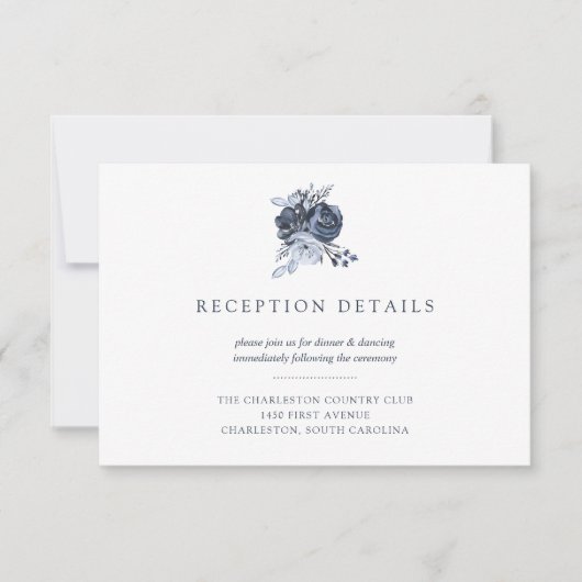 Blue Bouquet | Hochzeitsempfang für Wasserfarben Einladung (Vorderseite)