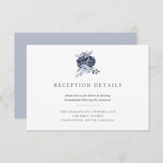 Blue Bouquet | Hochzeitsempfang für Wasserfarben Einladung (Vorne/Hinten)