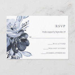 Blue Bouquet | Reaktion auf Hochzeiten von Wasserf RSVP Karte