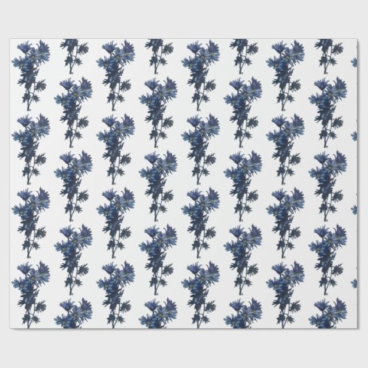 Blue Bouquet Summer Wrapping Paper Geschenkpapier (Flach)