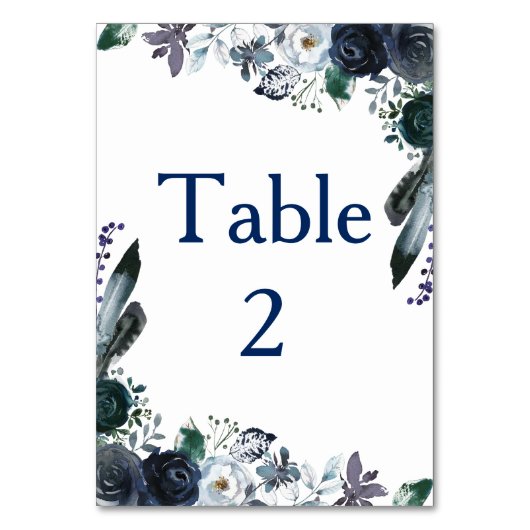 Blue Bouquet Vertikal 3,5" x 5" Tablecard Tischnummer (Vorderseite)