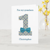 Blue Bow 1. Geburtstag Karte (Gelbe Blume)