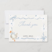 Blue Bow Albern Gänse Coquette Geburtstag Dankeskarte (Vorderseite)