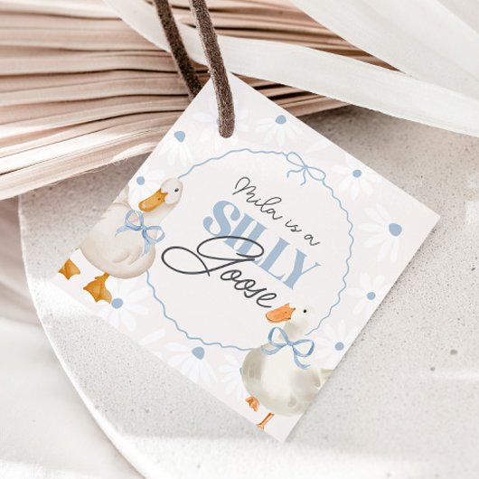 Blue Bow Albern Gänse Coquette Geburtstag Geschenkanhänger