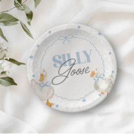 Blue Bow Albern Gänse Coquette Geburtstag Pappteller
