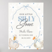 Blue Bow Albern Gänse Coquette Geburtstag Willkomm Poster (Vorne)