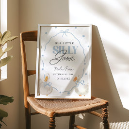 Blue Bow Albern Gänse Coquette Geburtstag Willkomm Poster