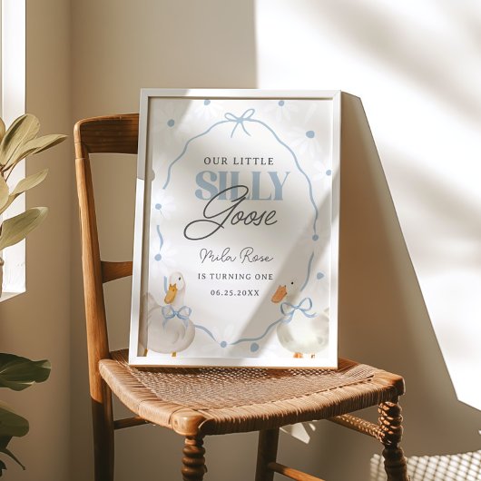 Blue Bow Albern Gänse Coquette Geburtstag Willkomm Poster