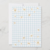 Blue Bow Albern Gänse Daisy Floral Boy Baby Dusche Einladung (Rückseite)