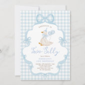 Blue Bow Albern Gänseballon Kinder 2. Geburtstag Einladung (Vorderseite)