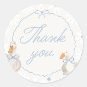 Blue Bow Albern Goose Coquette Birthday Classic Ro Runder Aufkleber (Vorderseite)