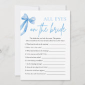 Blue Bow Alle Augen auf dem Brautparty Bride Einladung (Vorderseite)