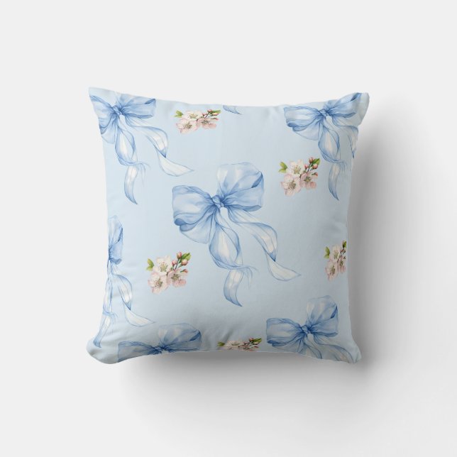 Blue bow and cherry blossom kissen (Vorderseite)