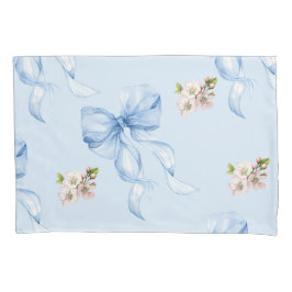 Blue bow and cherry blossom pillow case kissenbezug