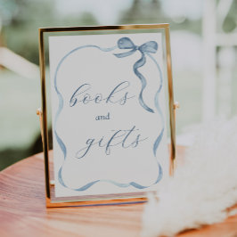 Blue Bow and Ribbon Books and Gifts Sign Poster