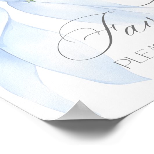 Blue Bow Aquarell Favoriten Babydusche Poster (Ecke)