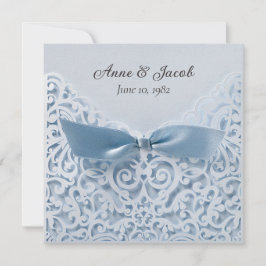 Blue Bow auf Lace Wedding Vow Renewal Einladung