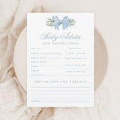 Blue Bow Baby Advice and Predictions Shower Game Einladung