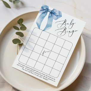 Blue Bow Baby Bingo Coquette Baby Duschgame