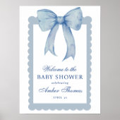 Blue Bow Baby Boy Dusche Begrüßungszeichen Poster (Vorne)