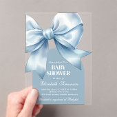 Blue Bow Baby Boy Elegant Baby Shower Acryleinladungen (Insitu (Handheld))