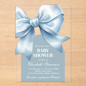Blue Bow Baby Boy Elegant Baby Shower Acryleinladungen (Vorderseite)