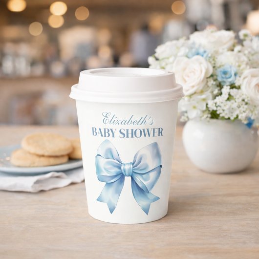 Blue Bow Baby Boy Elegant Baby Shower Paper Cups Pappbecher