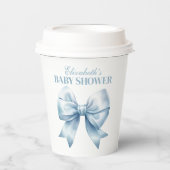 Blue Bow Baby Boy Elegant Baby Shower Paper Cups Pappbecher (Vorderseite)