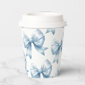 Blue Bow Baby Boy Elegant Baby Shower  Pappbecher (Rückseite)