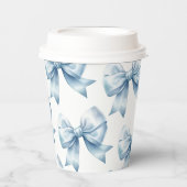 Blue Bow Baby Boy Elegant Baby Shower  Pappbecher (Vorderseite)