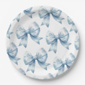 Blue Bow Baby Boy Elegant Baby Shower Pappteller (Vorderseite)