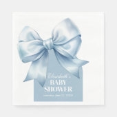 Blue Bow Baby Boy Elegant Baby Shower Serviette (Vorderseite)
