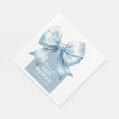 Blue Bow Baby Boy Elegant Baby Shower Serviette (Ecke)