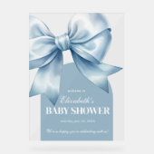 Blue Bow Baby Boy Elegant Baby Shower Welcome Acrylschild (Vorderseite)