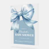 Blue Bow Baby Boy Elegant Baby Shower Welcome Acrylschild (Winkel)