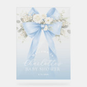 Blue Bow Baby boy Shower Welcome Acrylschild (Vorderseite)