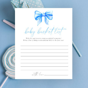 Blue Bow Baby Dusche - Baby Eimer List Spiel