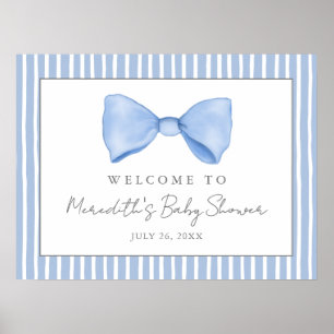 Blue Bow Baby Dusche Begrüßungszeichen Poster