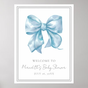 Blue Bow Baby Dusche Begrüßungszeichen Poster
