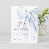 Blue Bow Baby Dusche Danke Card 12x18 Einladung (Stehend Vorderseite)