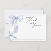 Blue Bow Baby Dusche Dankeskarte (Vorderseite)
