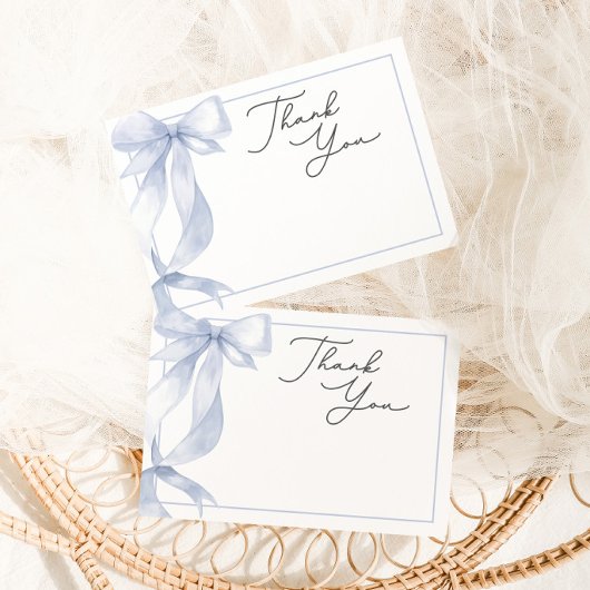 Blue Bow Baby Dusche Dankeskarte