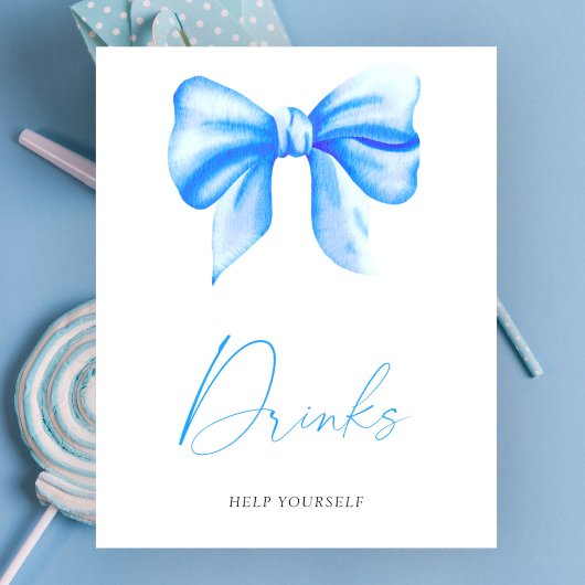 Blue Bow Baby Dusche - Drinks Poster