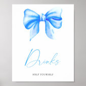 Blue Bow Baby Dusche - Drinks Poster (Vorne)