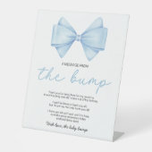 Blue Bow Baby Dusche eine Nachricht aus dem Bump Sockelschild (Vorderseite)