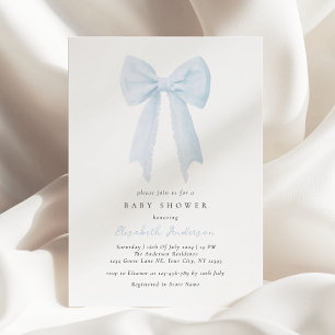 Blue Bow Baby Dusche Einladung