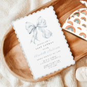 Blue Bow Baby Dusche Einladung