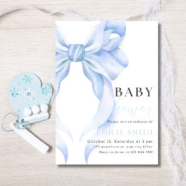Blue Bow Baby Dusche Einladung, blaue Coquette Einladung
